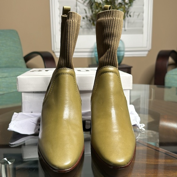 New Schutz Leather Sweater‎ Knit Mid Boots - Camille Knit color green size 8 - Picture 5 of 14